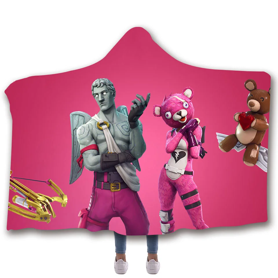 ZSQH одеяло плащи игры битва Royale команда лидер розовый медведь 3D цифровой печати с капюшоном Одеяло Косплей Костюм для детей и взрослых