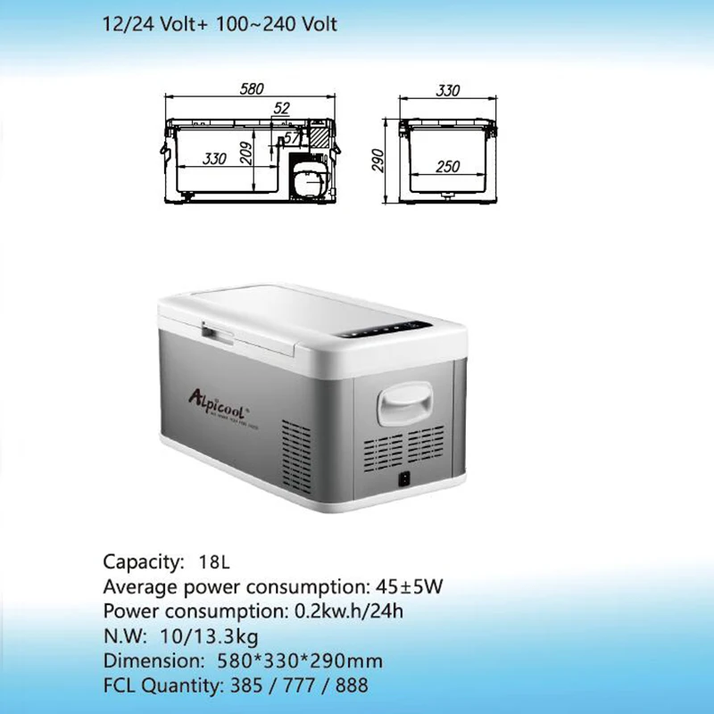 18л 58x33x29 см 220 В/12 В/24 В портативный мини-холодильник для дома и автомобиля, морозильная камера, караван, кемпинг, мини-холодильник, компрессор, холодильники