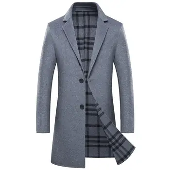 

Autumn Winter Double Faced Woolen Coat Men Cashmere Single Breasted Casual 70%wool Fabric high quality luxury size MLXL2XL3XL