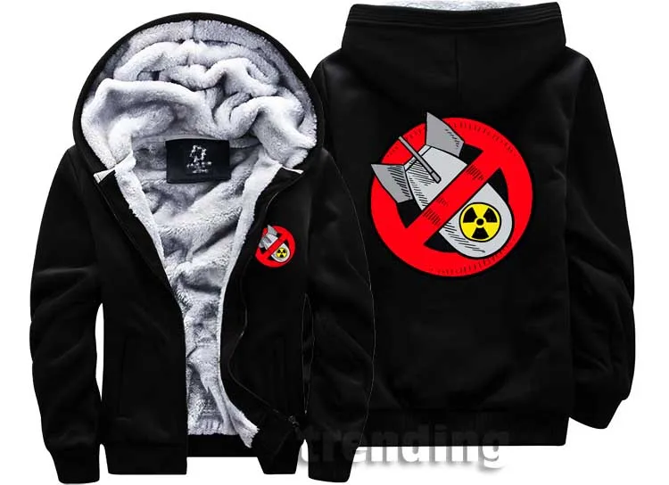 Peace no nuclear bomb fight Модные мужские wo мужские теплые толстые пальто куртка зимняя теплая уличная бархатная Толстовка Топ толстовки
