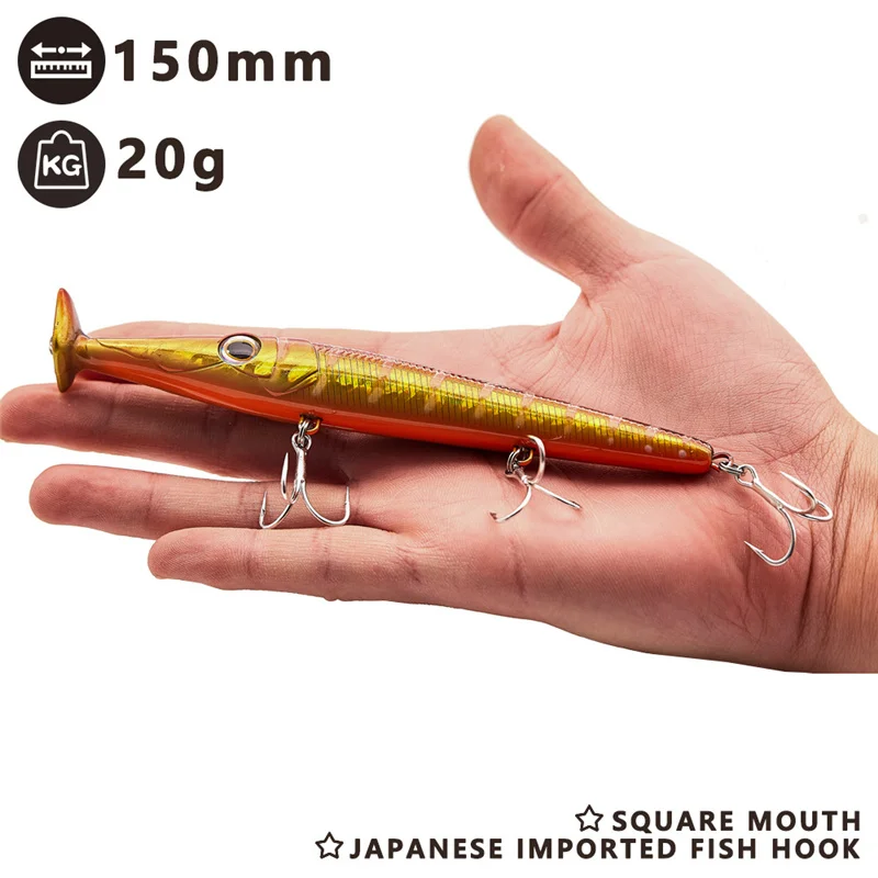 Amlucas Новый Поппер Fishign приманка 150 мм 20g длинный Литой приманки карандаши