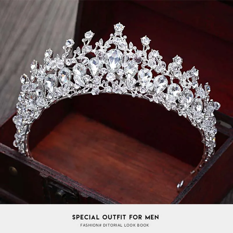 

Bride Wedding Luxury Crystal Tiaras For Women Flower Elegant Brial Crystal Crowns king Wedding Hair Accessories Fashion jewelry