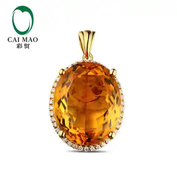 

CaiMao 18KT/750 Yellow Gold 20.13 ct Natural IF Citrine & 0.38 ct Full Cut Diamond Engagement Gemstone Pendant Jewelry