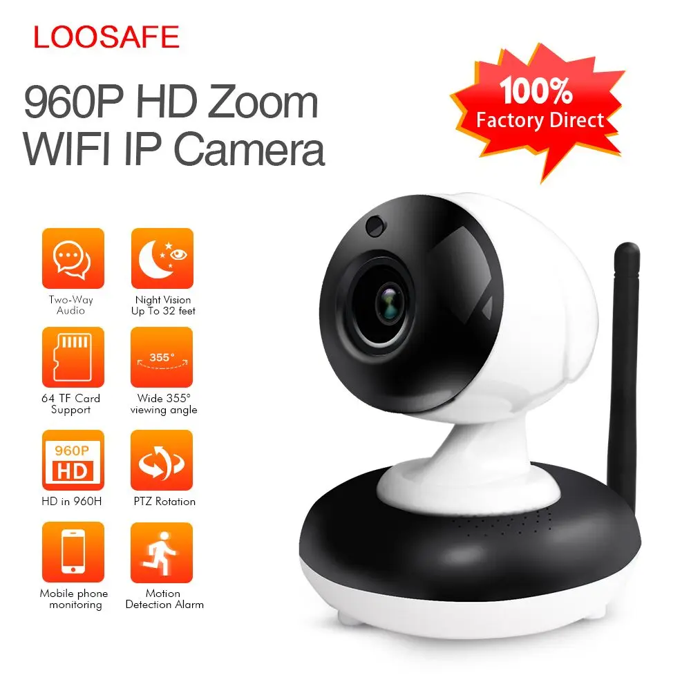 

LOOSAFE 960P CCTV IP Camera Wifi Security Camera 4X Optical Zoom Pan Tilt PTZ Two-way Audio IR Night Vision Home Webcam Onvif