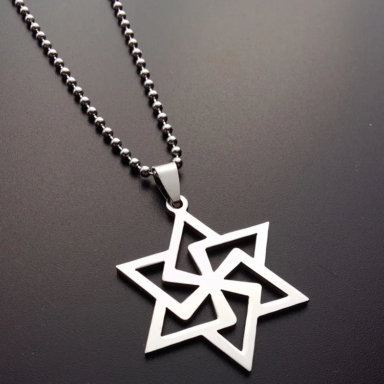 

New Stainless Steel Israel Emblem Necklace Geometric Round Overlapping Triangle Hexagon Six-pointed Star Magic Symbol jewelry