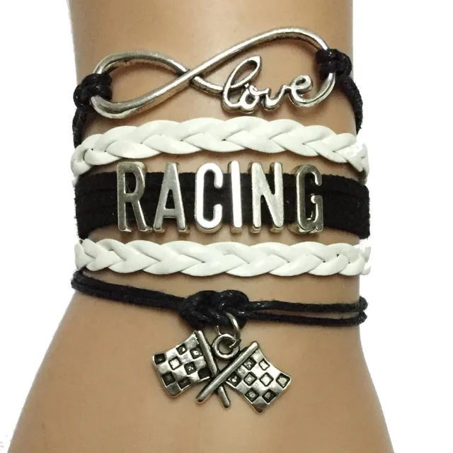 Drop Shipping Infinity Love Racing Bracelet Charm Custom Drop Shipping Infinity Love Racing Bracelet Charm Custom Handmade Leather Wrap Friendship Gift