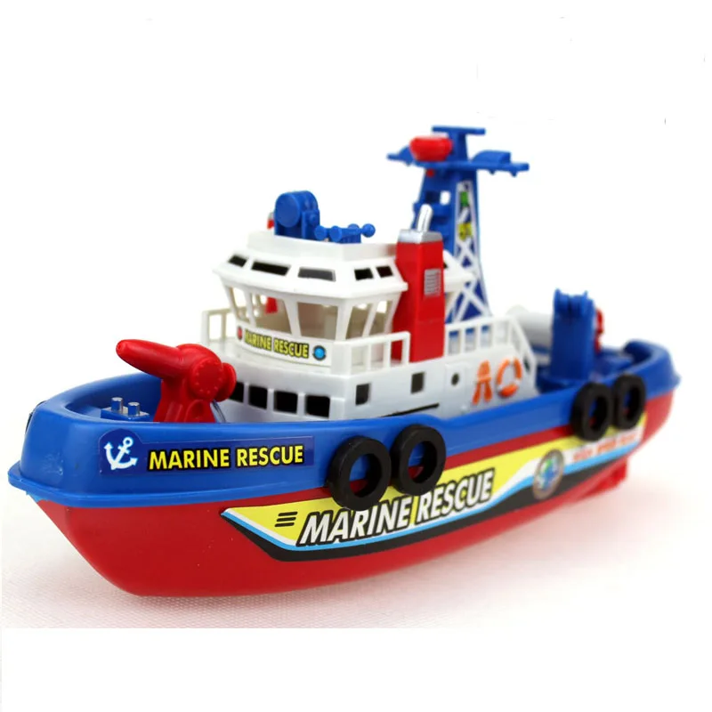 Детская электрическая морская пожарная лодка, игрушки для ванной, модель лодки, игрушка для ванной, Электрический водный корабль, музыкальные игрушки для детей, игрушки для плавания - Цвет: Синий
