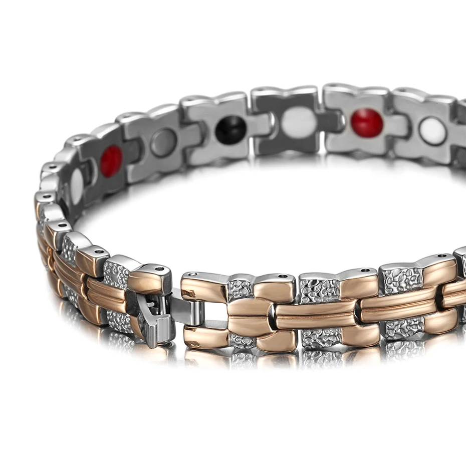 Цена Трендовый браслет Rainso, исцеляющий магнитный браслет для леди, 4 элемента заботы о здоровье (магнитный, пихтовый, германий, отрицательных ион...