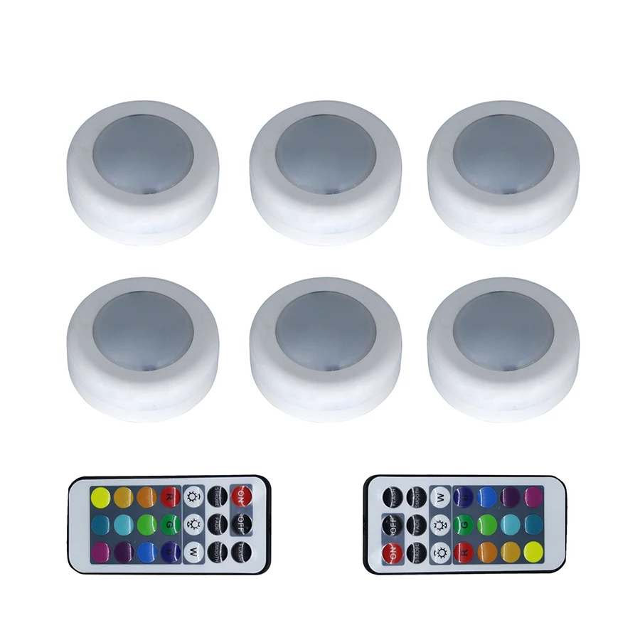 Беспроводной многоцветный Диммируемый RGB светильник для шкафа с дистанционным управлением, сенсорный датчик для шкафа, светодиодный светильник для настенного гардероба, лестницы, коридора, ночника