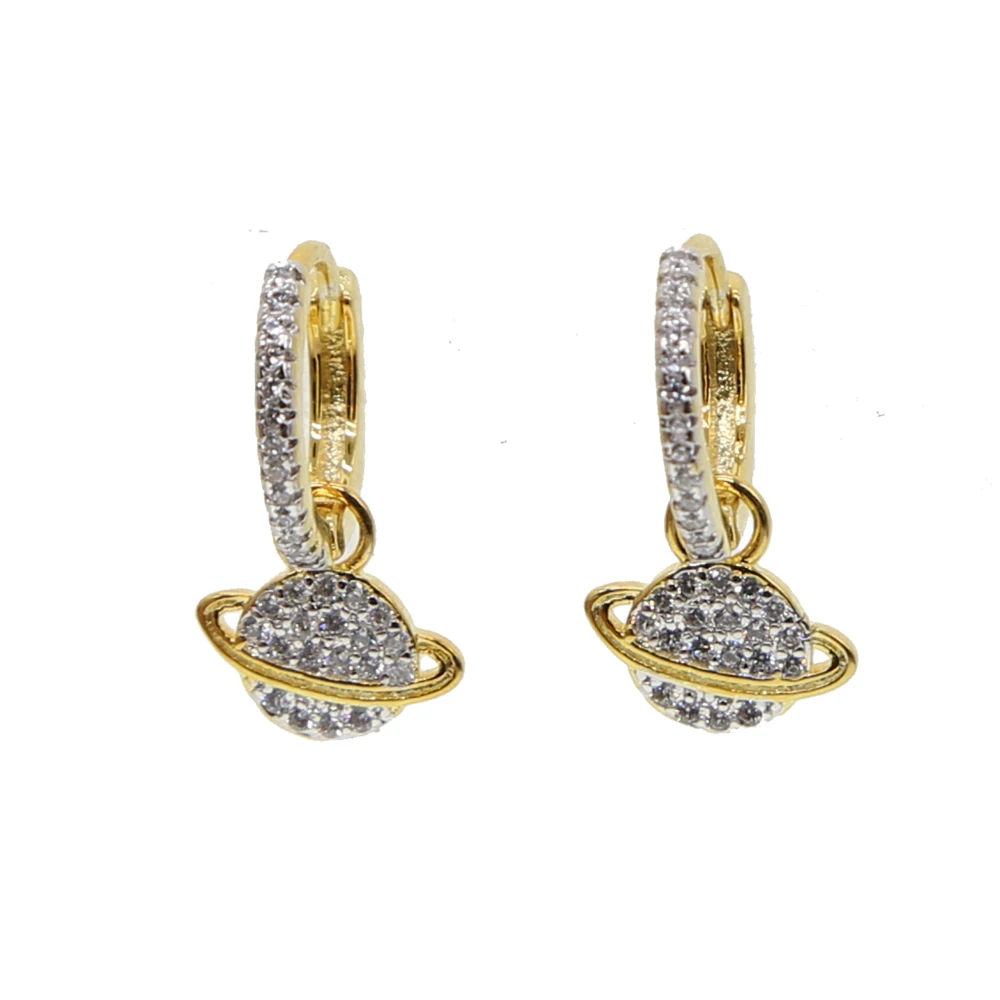 2018 New Luxury Ear charm Earrings For Women Round With Cubic Zircon Earings dangle cz earth Earrings Wedding Jewelry Gift
