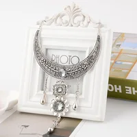 Boho Коренастый Кристальное чокер-ожерелье горный хрусталь кулон Модные вечерние партии Bid себе серебряная цепь Винтаж Сплав Ювелирные изделия подарок