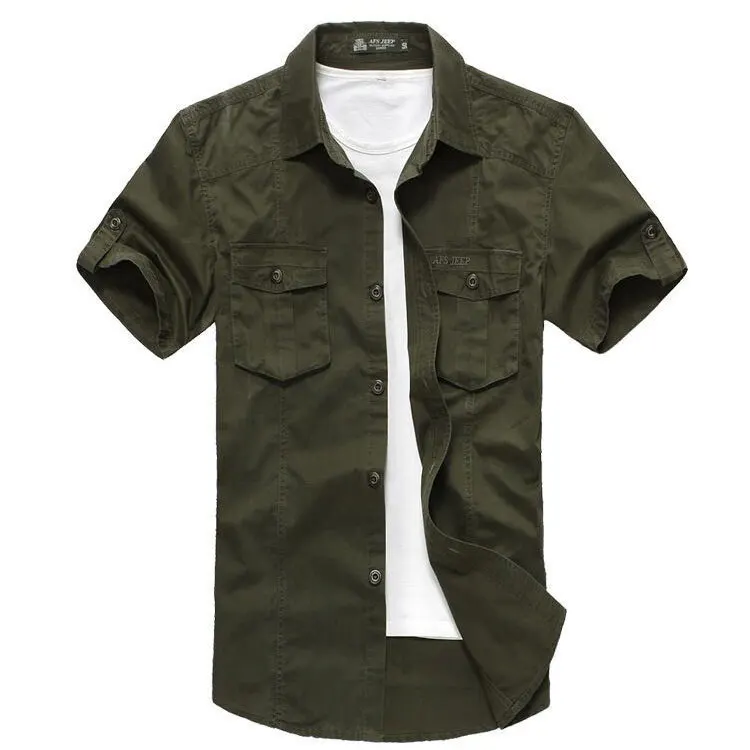 Plus Size Khaki Shirt 3xl Summer Mens Solid Color Dress Shirts 100% ...