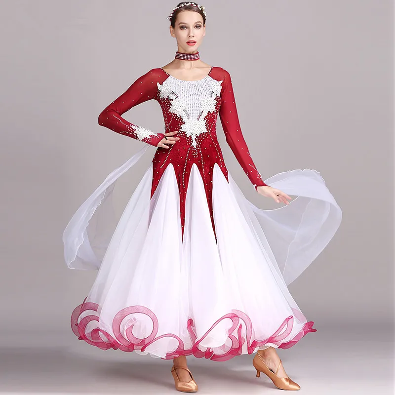 Black rhinestones Ballroom dance competition dress standard dresses modern dance costume ballroom waltz dress luminous costumes