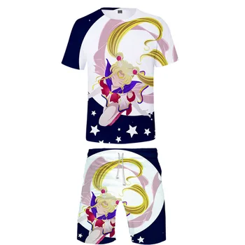 

Sailor Moon Sports Set Short sleeve t-shirt+Ball pants Leisure sports comfortable Luxury Harajuku Anime Super Sailor Moon