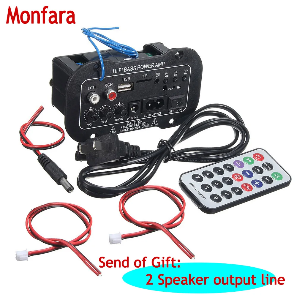 

New Car Stereo Amplifiers Board Bluetooth Audio USB radio TF Remote Control Player + Speaker output line For MotorcycleCarHome