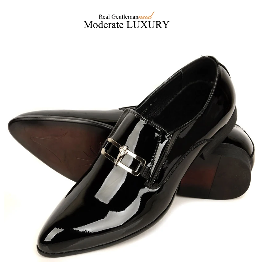 Итальянские Модные Мужские модельные туфли из натуральной лакированной кожи; черные свадебные мужские туфли;