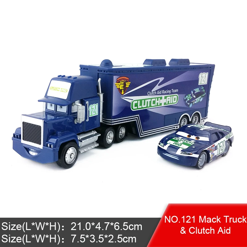 Disney Pixar Cars 2 3 Lightning McQueen Jackson Storm Mack Uncle Truck King 1:55 автомобиль из литого металла игрушка для детей подарок - Цвет: Mack and NO.121