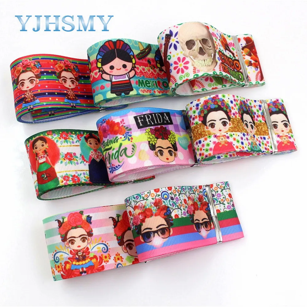 

YJHSMY I-19320-633,38mm 10yards Cartoon Thermal transfer Printed grosgrain Ribbons,bow cap DIY handmade accessories decorations