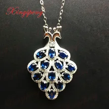 925 стерлингового серебра с натуральный женский сапфир ожерелье Модные Fine Jewelry личность и щедрый