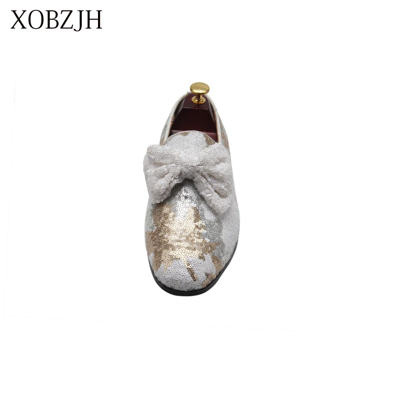 XOBZJH итальянская модель лета 2019 мужские роскошные свадебные белые Лоферы для
