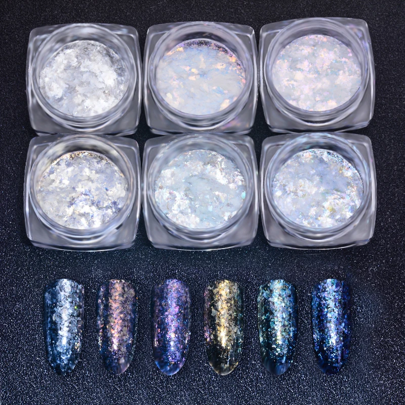 

Mtssii Nail Glitter Holographic Chameleon Nail Sequins Flakes Dazzling Paillette Powder DIY Nail Art Decoration