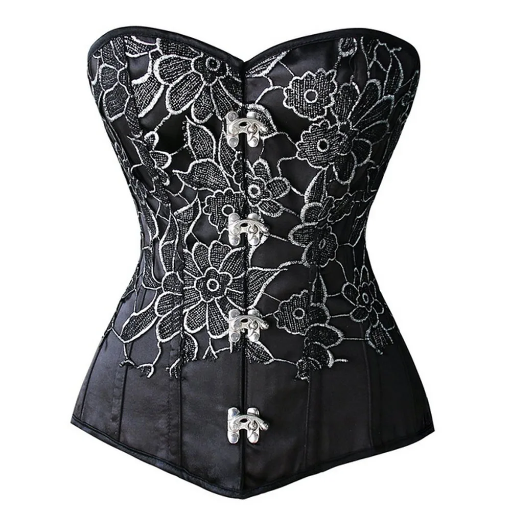 Black Sexy Vintage Chest Binder Waist Trainer Women Hasp Steampunk