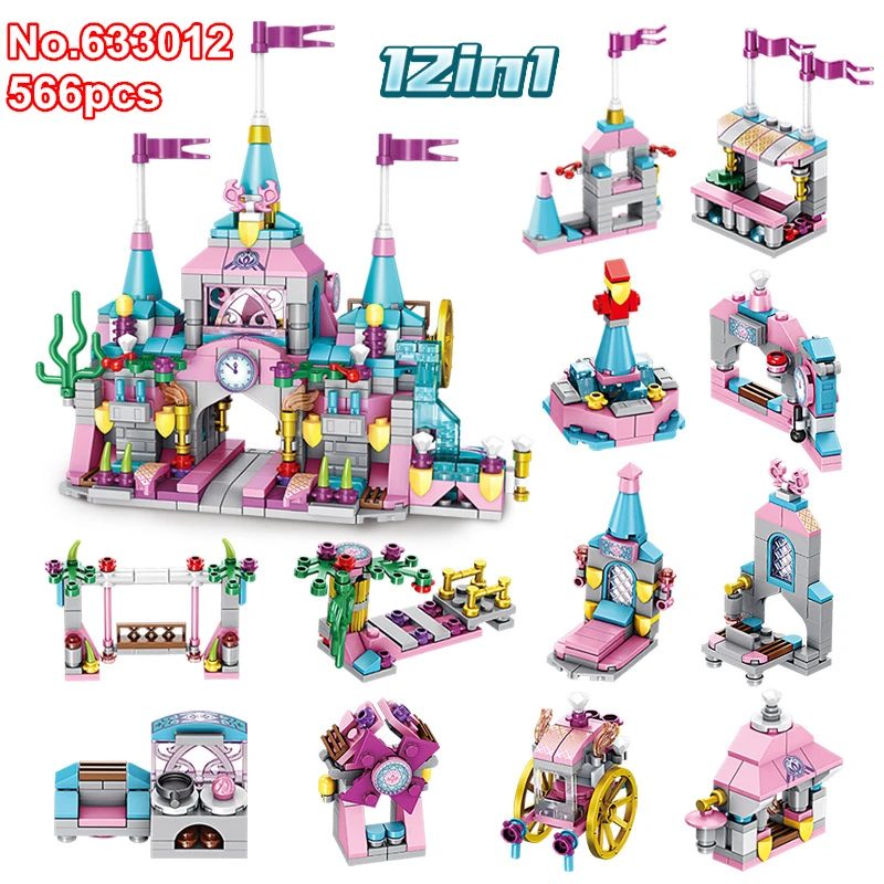 

DIY 566pcs 12In1 City Princess Castle Building Blocks Girls Educational Bricks Compatible With Legoing Bricks Toys For Kids Gift