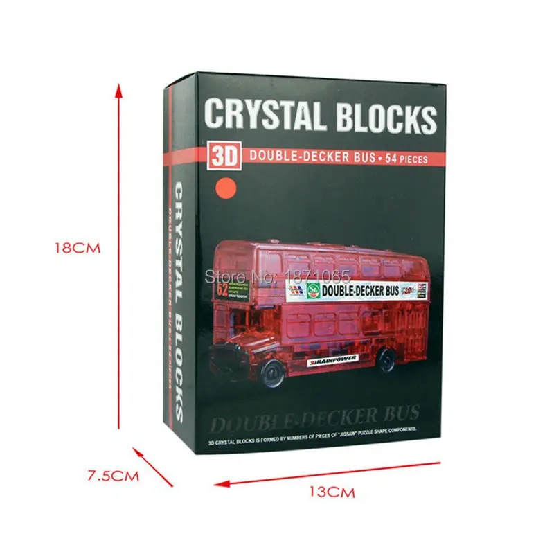 Fun 3D Crystal Puzzle For Children Mini DIY 54Pcs Double-Decker Bus Model Learning Educational Toys For Adult Christmas Gift 5