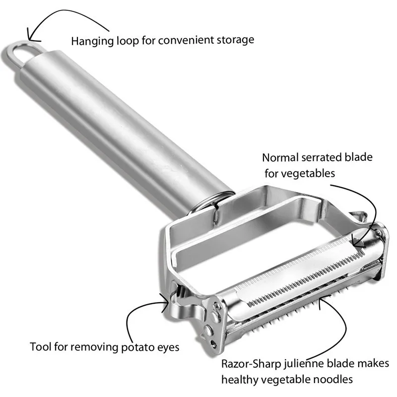 1 шт. многофункциональные инструменты для приготовления моркови, картофеля, фруктов, Овощечистка с двойной строгальной теркой