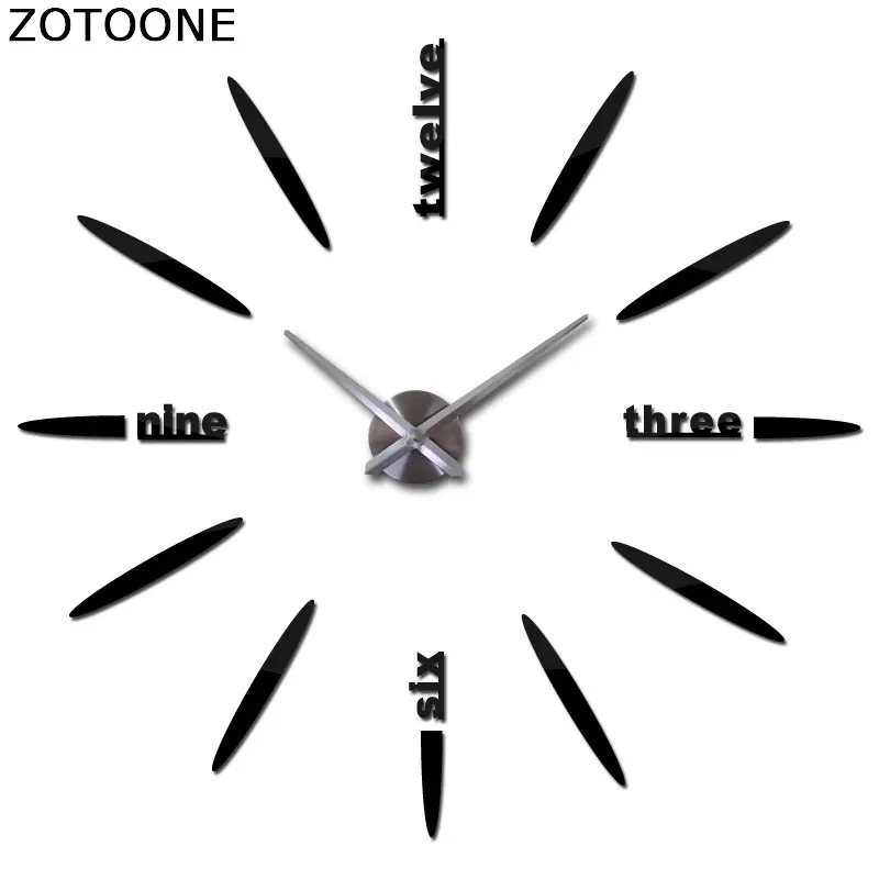 ZOTOONE Acrylic 3d Mirror Wall Clock Modern Design DIY Vintage Self Adhesive Watch Clock Wall Sticker For Wedding Decoration D
