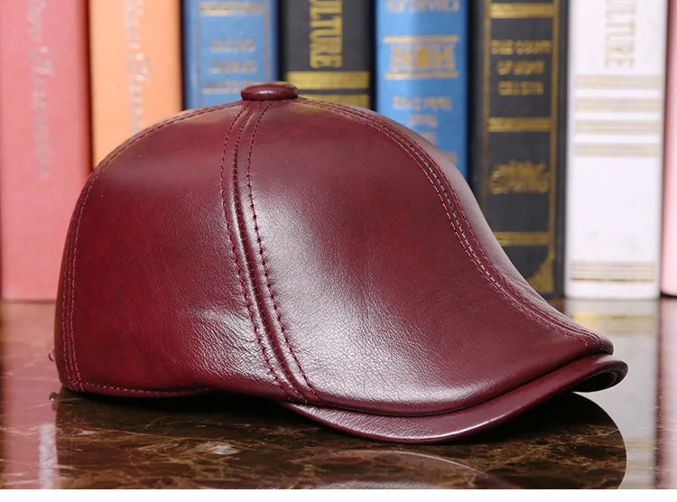 Зимняя мужская шапка из натуральной кожи, бейсбольная кепка из овчины для взрослых, модные теплые головные уборы с защитой ушей, бейсболка, B-7287