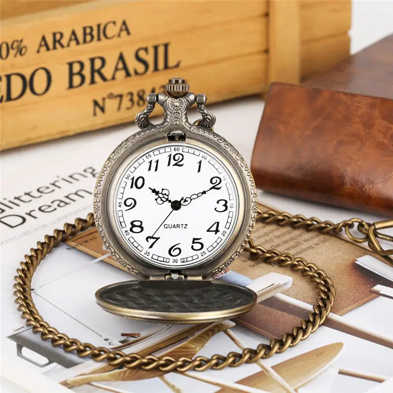 Quartz Pocket Watch Thick Chain Retro Dial Bronze Pendant Watches United States of America Dollar One~ Silver Fine 1 oz. Reloj