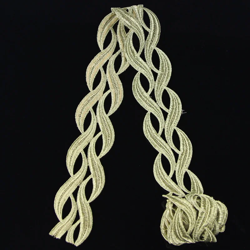

2yds Golden Lace Trimming Embroidery Lace Trim Wedding Dress Decor Lace Applique Free Shipping