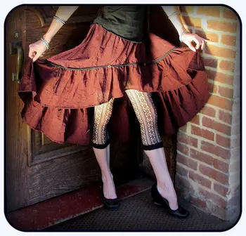 

Steampunk Skirt Purple Pirate Pinstripe Victorian Bustle Fun Layering Piece for Tribal Belly Dancers Wild Wenches Fit S to XL
