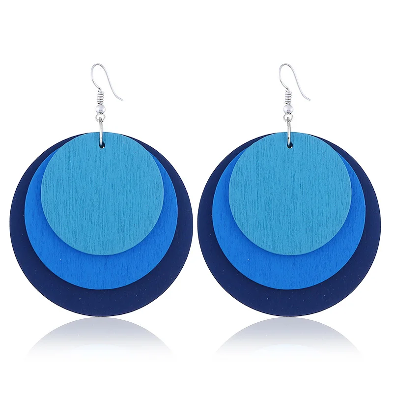 

Multi-layered Colorful Drop Earrings