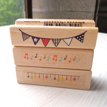 

15pcs Border Wood Rubber Decoration Stamp for DIY 3 Classic Note Banner Heart Stamp