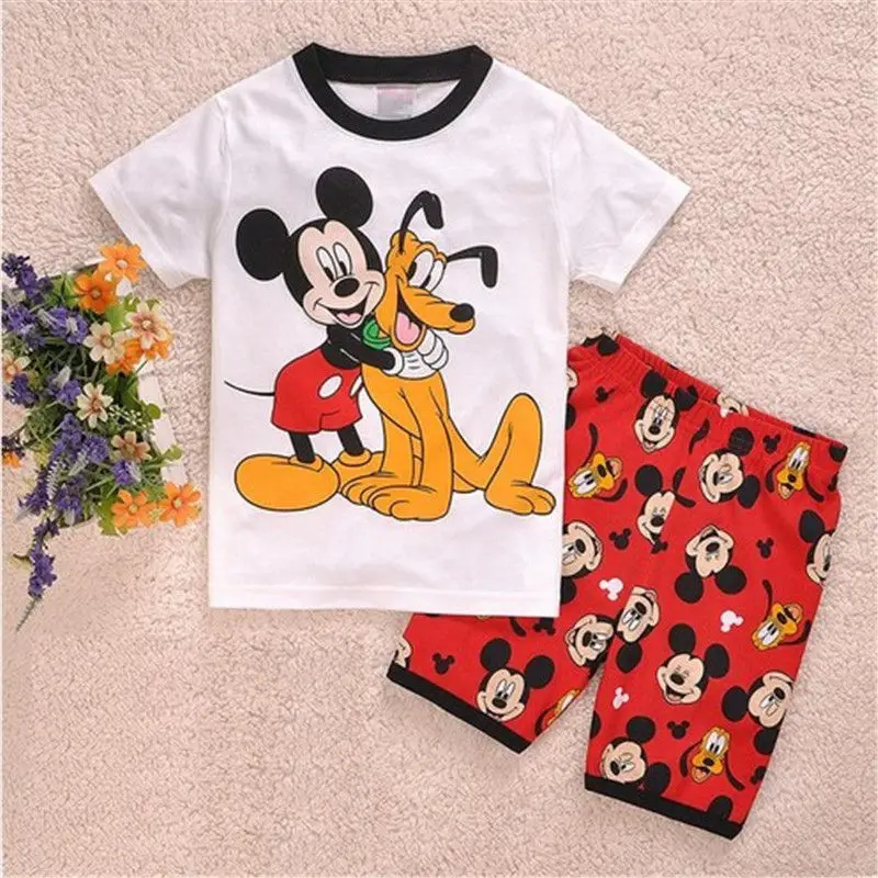

Brand Summer Cartoon Pijamas Sleepwear Toddler Home Clothing Nightwear Kids Girls Boys Print Pajamas Short Sleeve Set