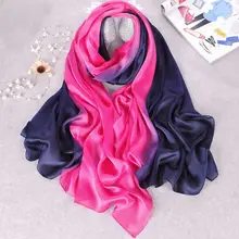  New Design Luxury Brand Solid silk Summer Scarf Gradient Dip dye Women Muslim Hijab Shawl Long Soft Wrap 