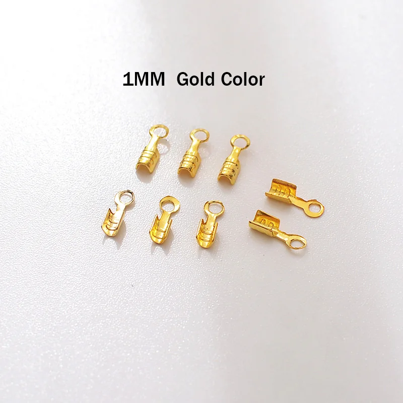 200PCS 1MM Iron Crimp End Caps & Clasps Cord or Ribbon Connect Clasps
