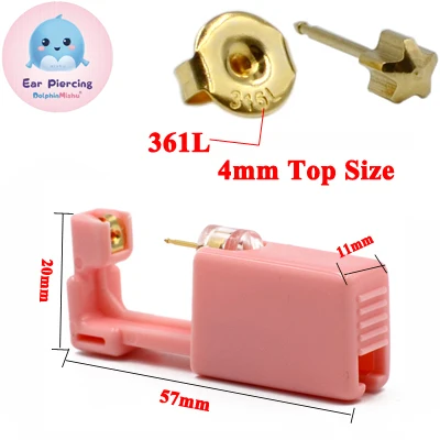 1Unit More Safe Even Charming Dolphin Mishu 316L Stainless Steel Sterlised Disposable Safety Ear Piercing Device Piercer Tool - Окраска металла: MS24-450