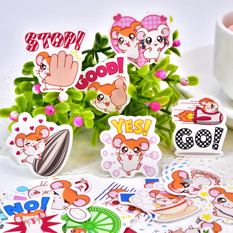 

40pcs kawaii cute Self-made Hamster Stickers /Decorative Sticker /animal Hamtaro Scrapbooking DIY Craft Photo Albums/Waterproof