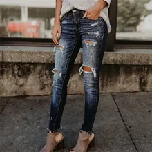 2019 Весна бойфренд стиль рваные Высокая талия тонкие джинсы женские Классные джинсовые винтажные обтягивающие трусы с пуш-апом