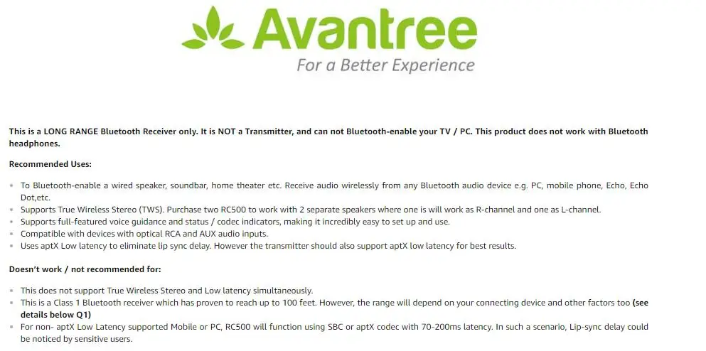 Avantree дальний Bluetooth приемник для оптических и 3,5 мм аудио домашние стерео и колонки голосовой светодиодный дисплей беспроводной приемник