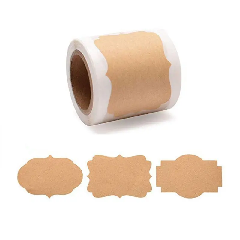 

300pcs Mason Jar Glass Bottle Adhesive Labels Blank Natural Kraft Sealing Sticker For Cake Baking Packing Christmas Gift Tag DIY