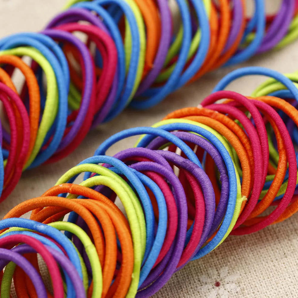 Wholesale 50pcs/lot Multicolor Tiny Hair Bands Ropes Elastic Girl Kids