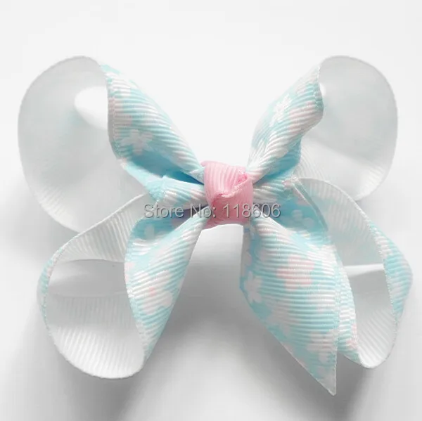 Hot Sale  Print Flowers Grosgrain Ribbon Hair Bow for toddler.jpg