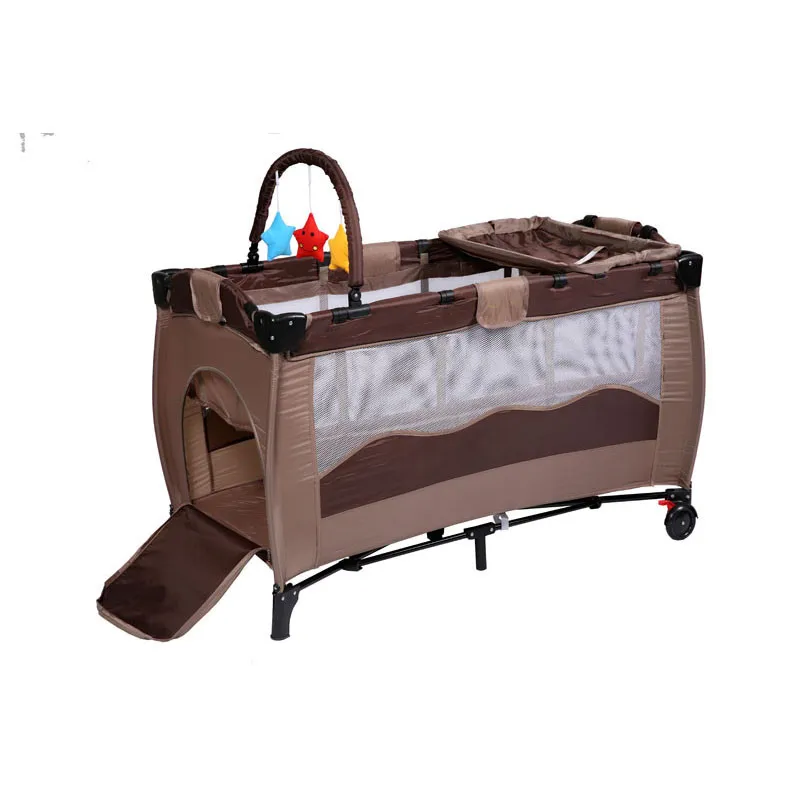  2017 Coffee Comfortable Infant Baby Cartoon Crib High-profile European Baby Foldable Playpen Baby B