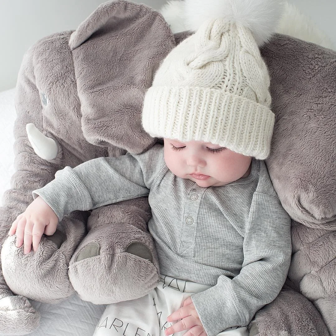 Зимние Детские мать детей Искусственный мех pom вязки крючком зимняя шапка Кепки Bobble Hat