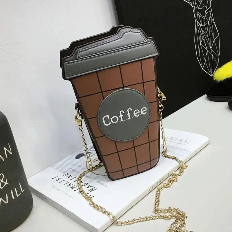

Coffee Cup Shape Bags Women PU Leather Crossbody Bags Long Chain Clutch Bag Fashion Designer Girl Shoulder Messenger Bag Z70
