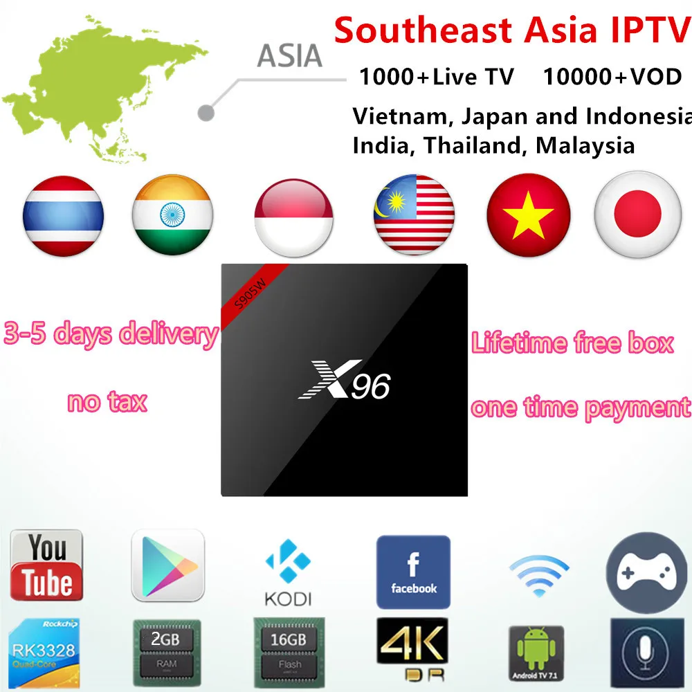 Kopen India IPTV BOX Abonnement 1000 + Arabisch Japan Maleisi euml; Vietnam Thailand Kanalen Android IP TV Smart set top TV Geen Maandelijkse Vergoeding
